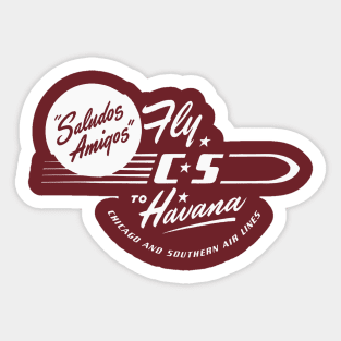 Vintage Travel Sticker Saludos Amigos Fly C-S to Havana Chicago & Southern Air lines Vintage Matchbook Retro Fifties Cuba Travel Sticker